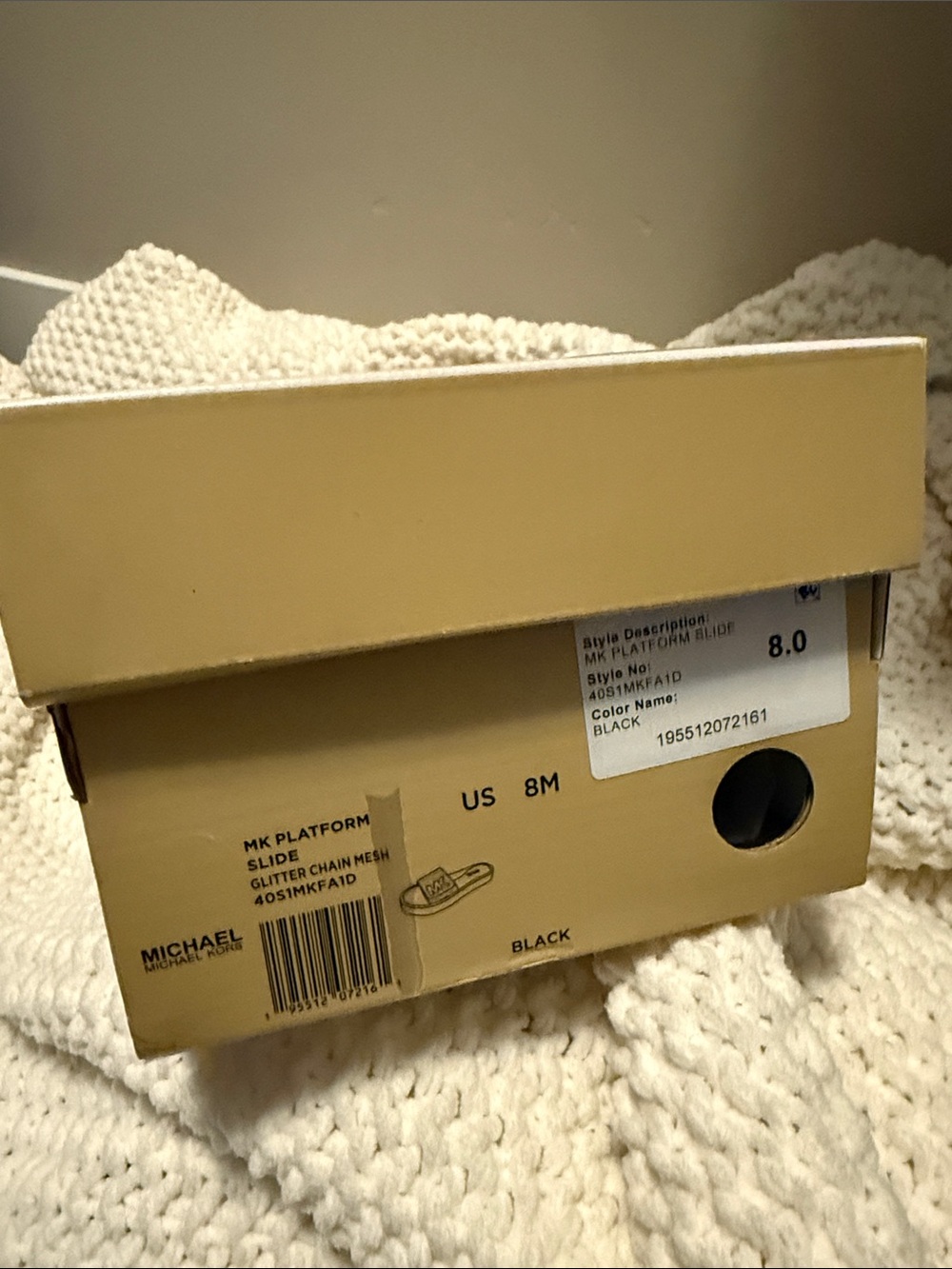 Michael Kors Black Footbed Slides with Silver MK Strap - Picture 3 of 4